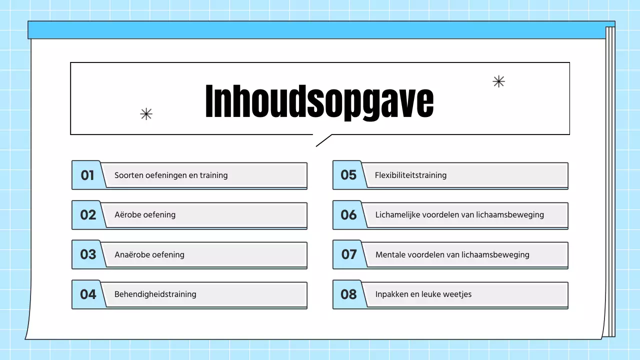 Lichtblauw eenvoudig oefenmateriaal voor gezondheidsvoorlichting