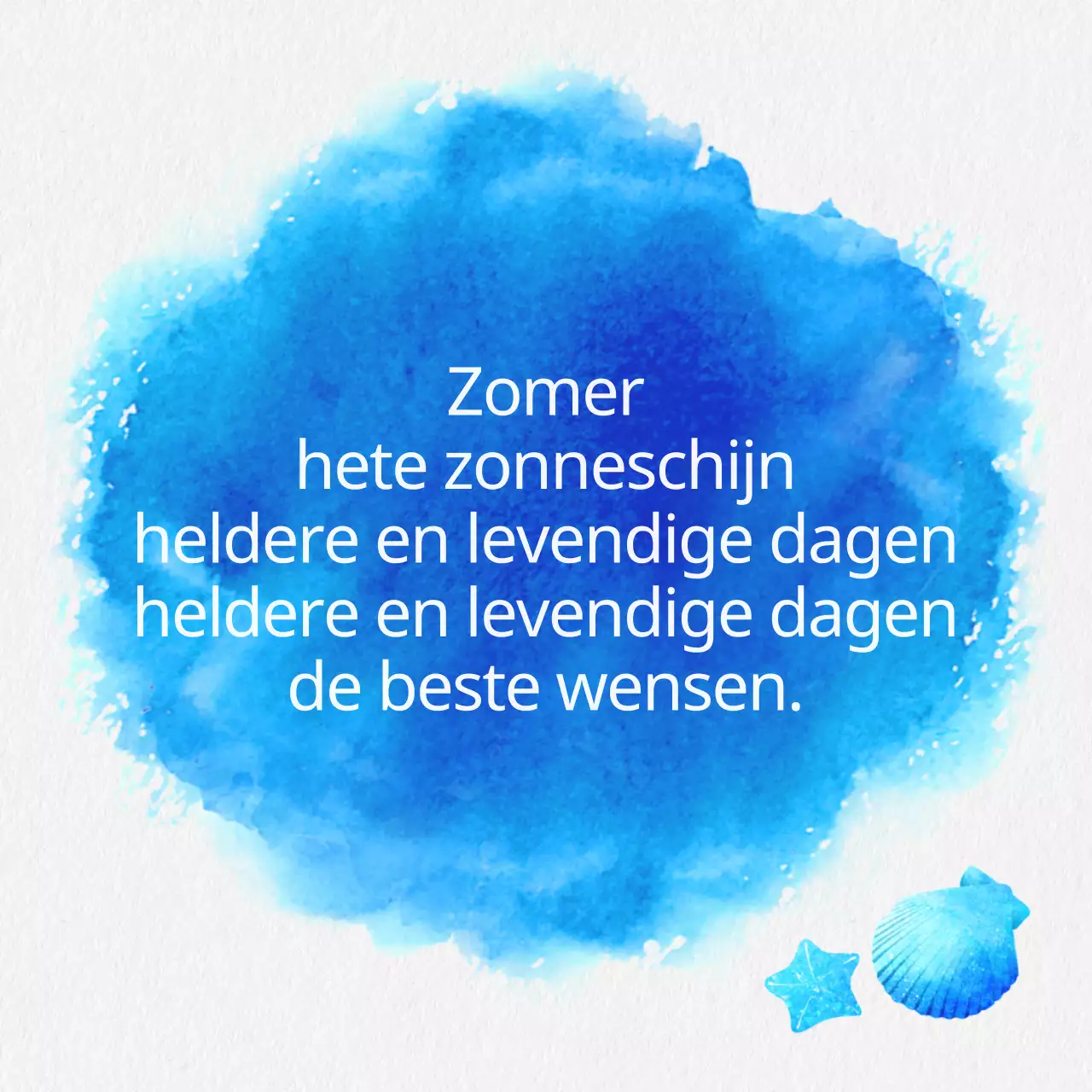 Eenvoudige kalligrafie zomergroeten collectie in lichtblauw en blauw