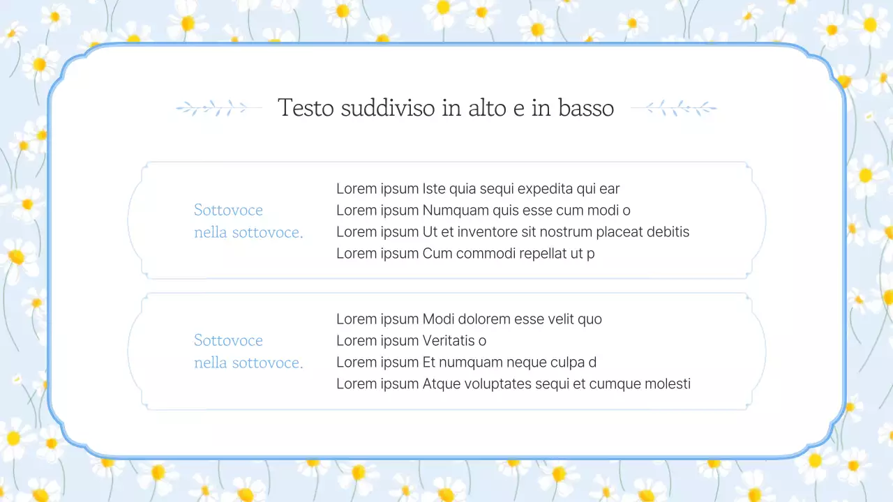 Semplici fiori estivi con presentazione in azzurro e giallo