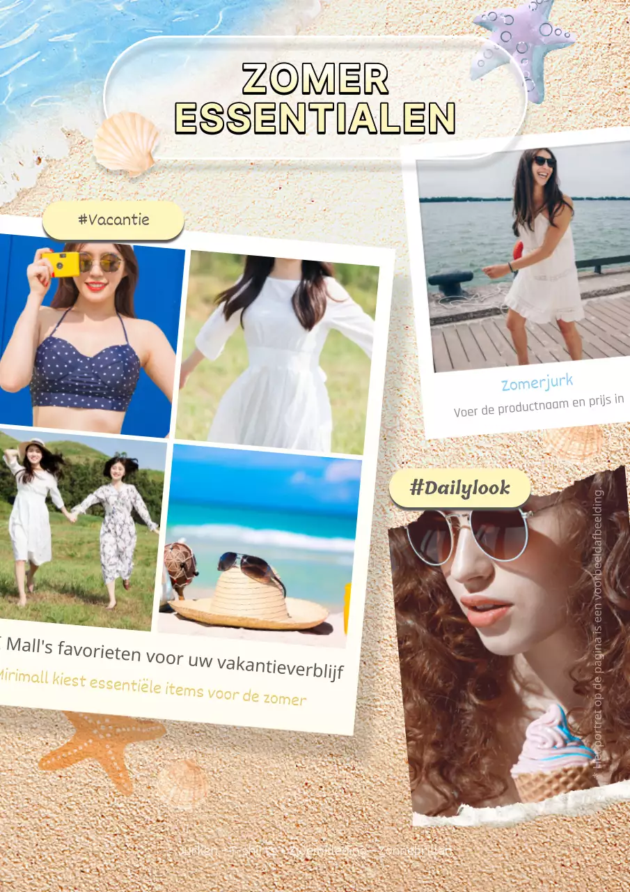 Tropisch zomers outfitvoorstel in beige en lichtblauw