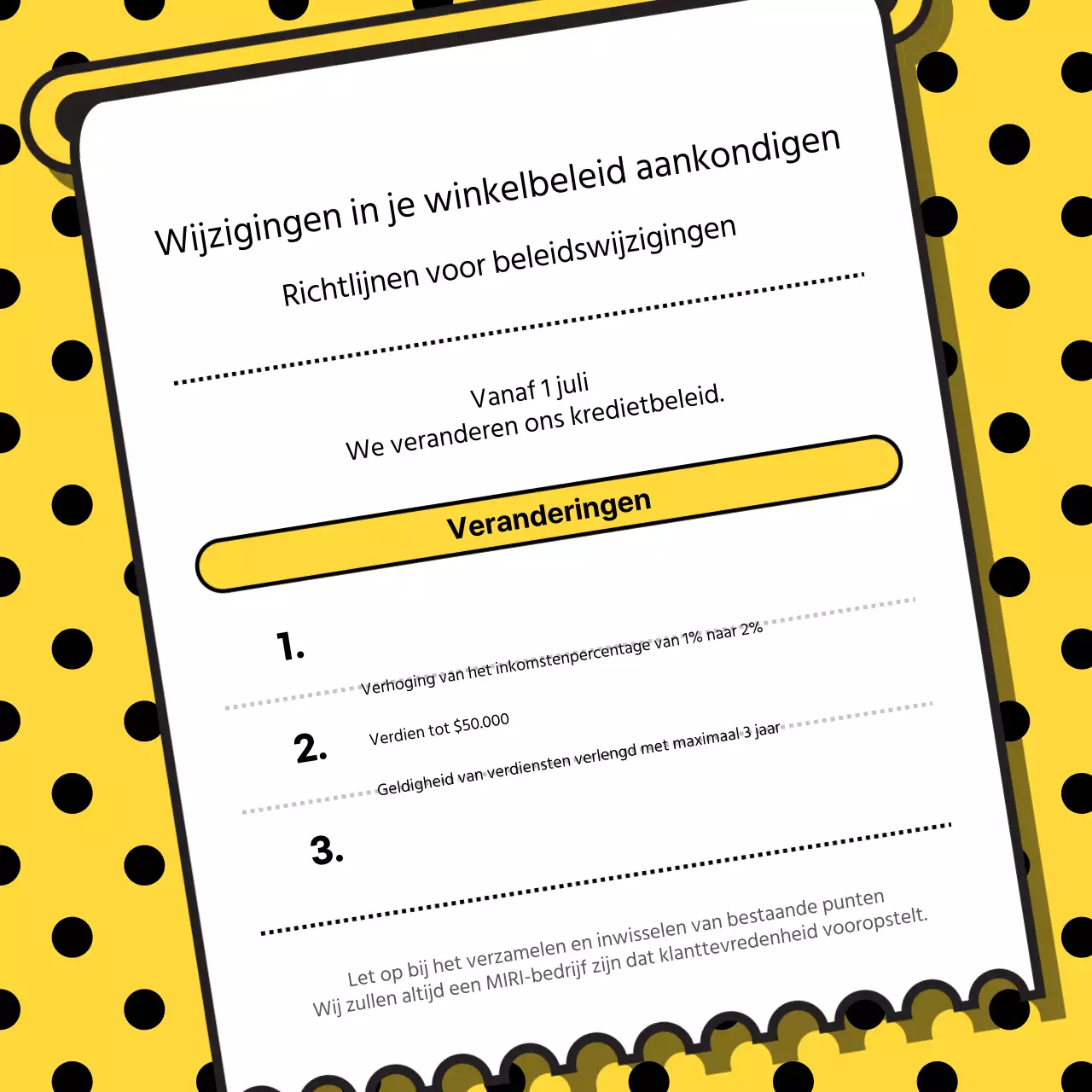 Aankondiging van een verandering in ons eenvoudige gele en zwarte winkelbeleid