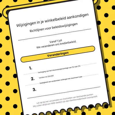 Aankondiging van een verandering in ons eenvoudige gele en zwarte winkelbeleid