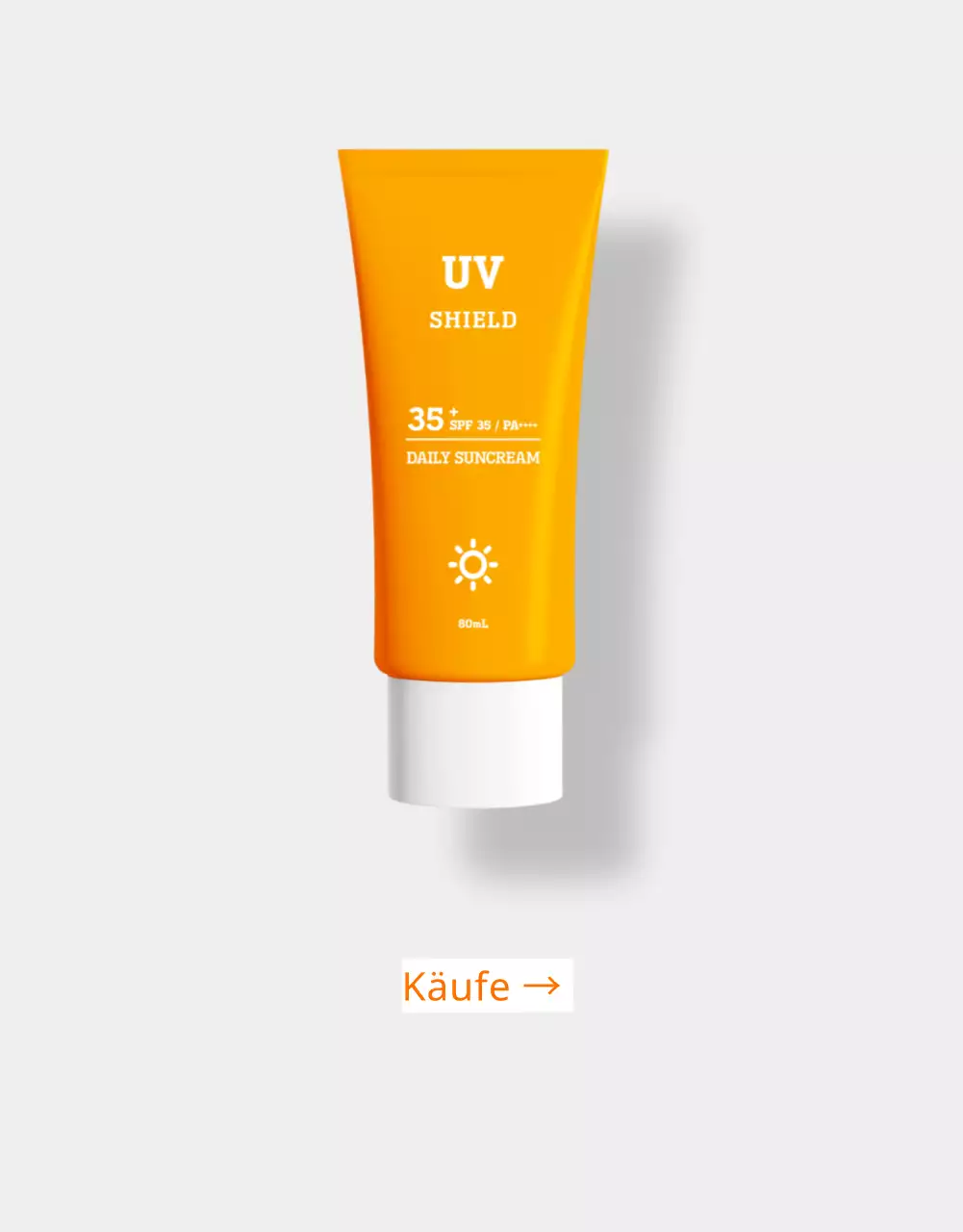 Eine einfache weiße und orangefarbene Sonnenschutzgrundierung