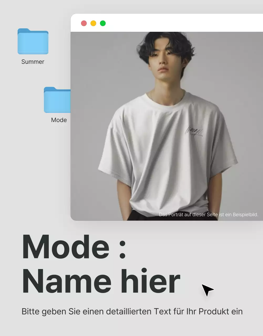 Werbung für ein trendiges Modezentrum mit grauen und hellblauen Instagrams, Macs und iPhones