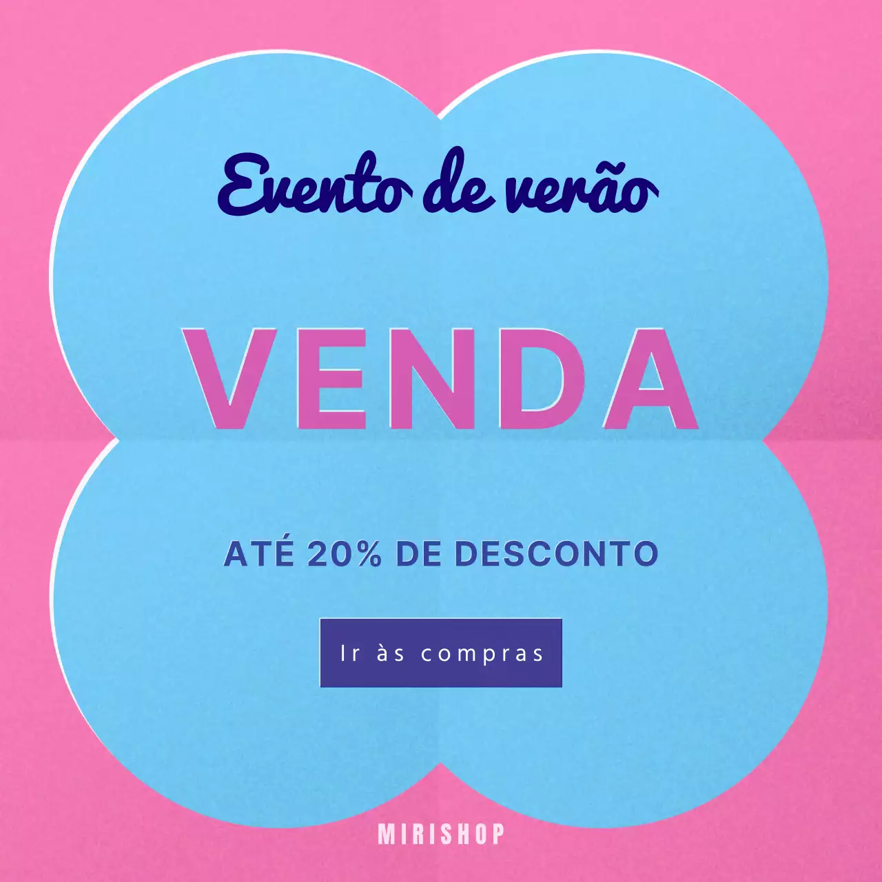 Anúncio de evento de verão de inspiração retro em rosa choque e azul claro