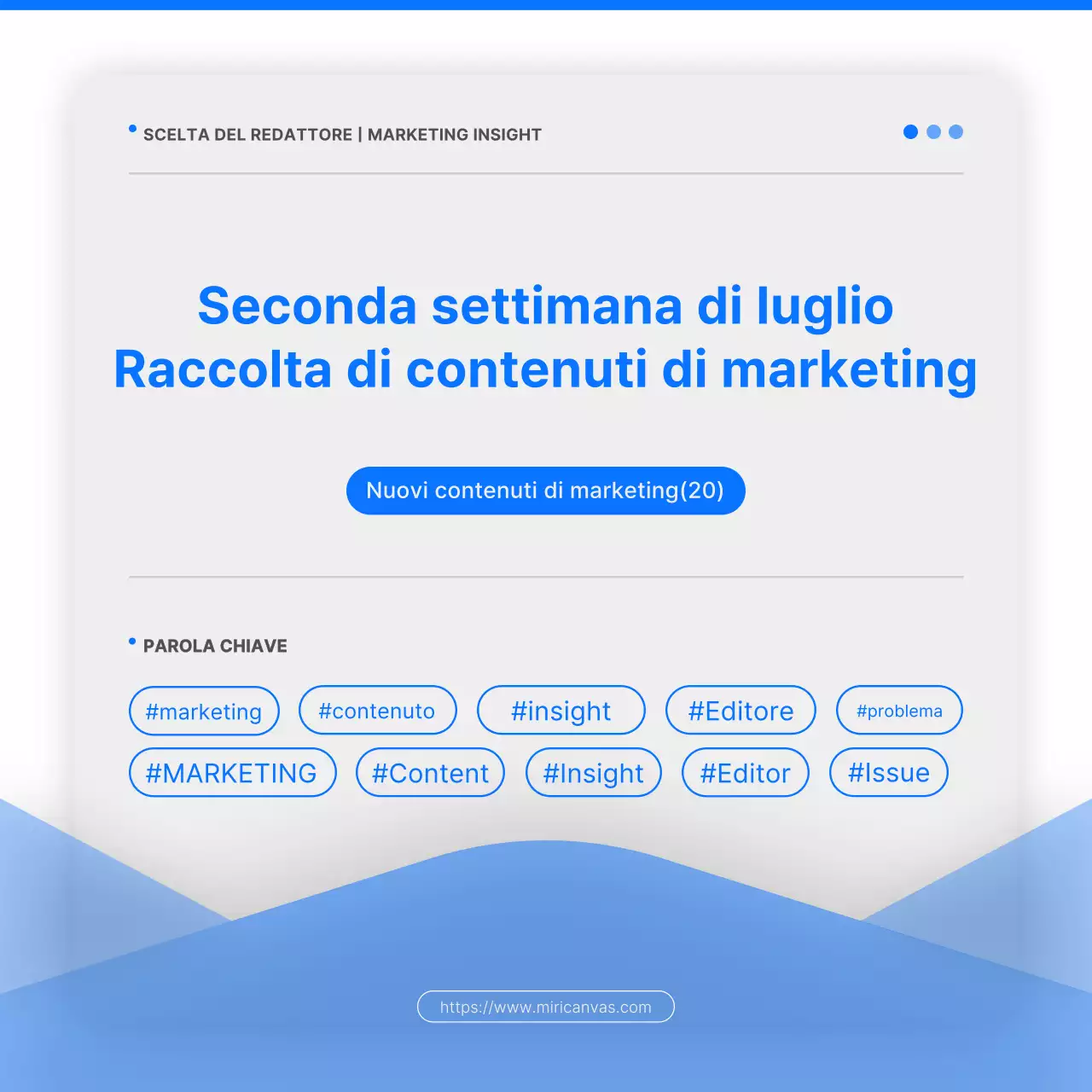 Promuovere contenuti di marketing moderni in blu e bianco