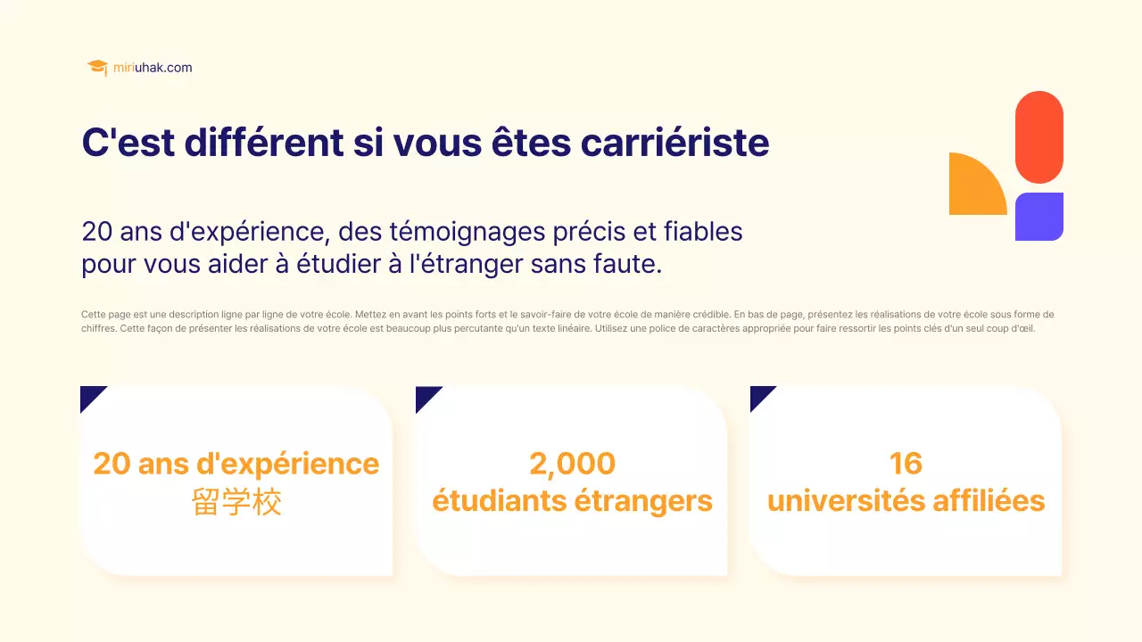 Un simple prospectus jaune et orange pour les études à l'étranger