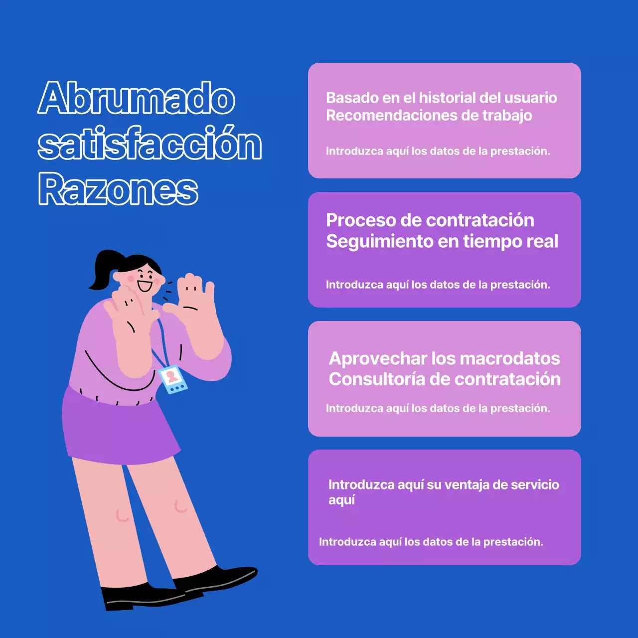 Promociona tu plataforma de búsqueda de empleo con detalles en azul y blanco