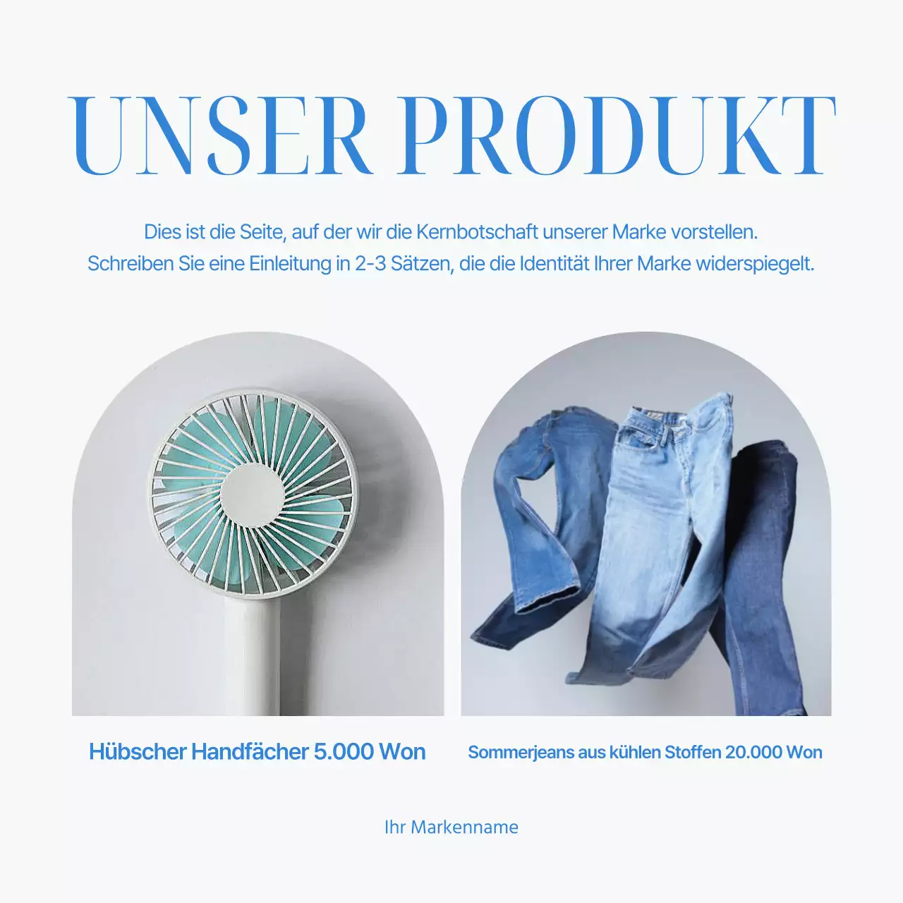 Einfache, sommerlich inspirierte Event-Anzeige in Hellblau und Blau