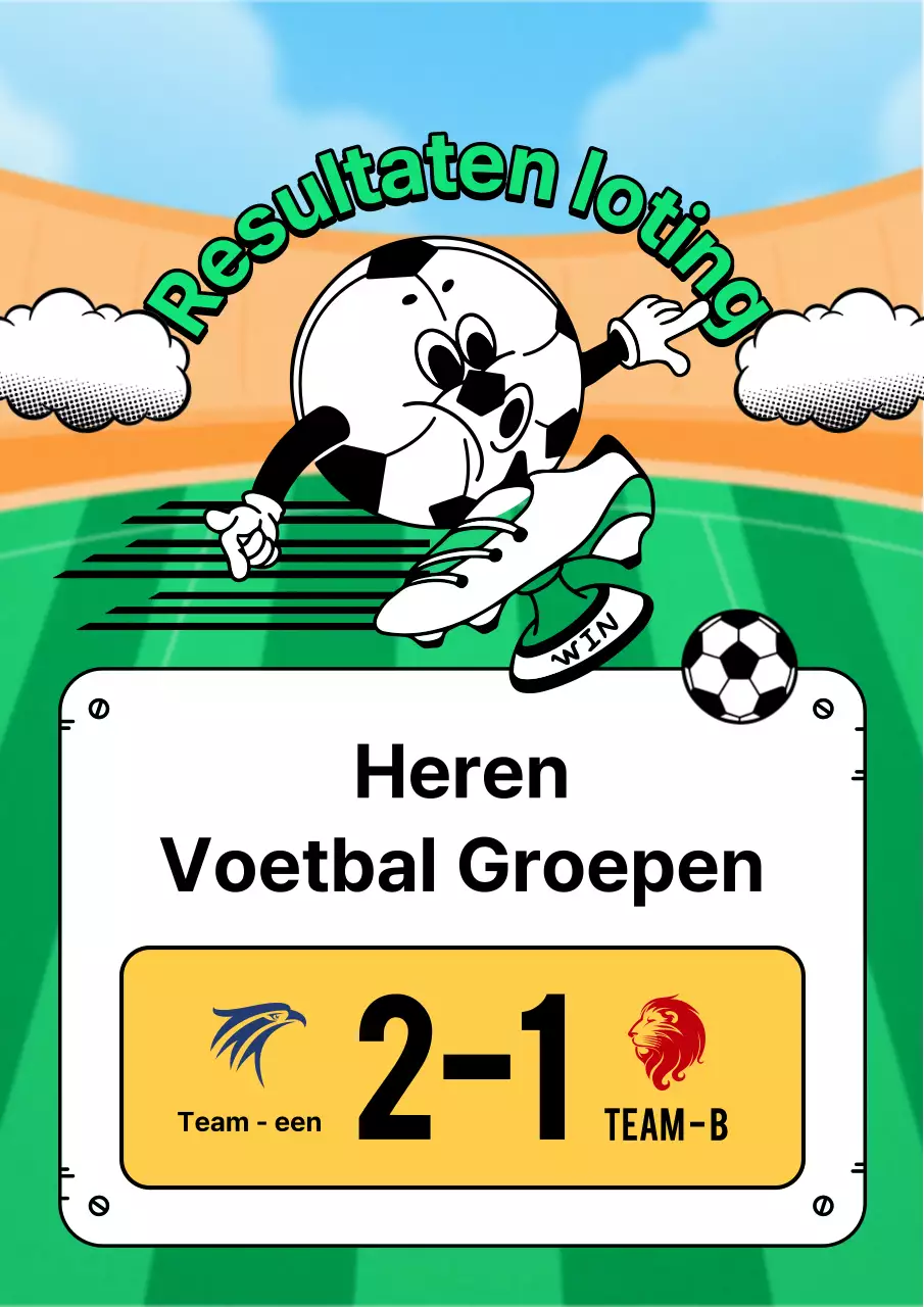 Aankondigingen van uitslagen van groen-gele voetbalwedstrijden
