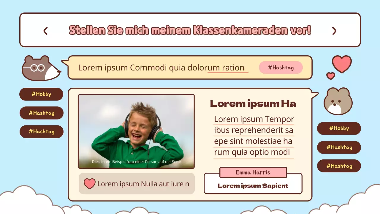 Hübsches hellblaues und rosa Einführungsmaterial für den Unterricht