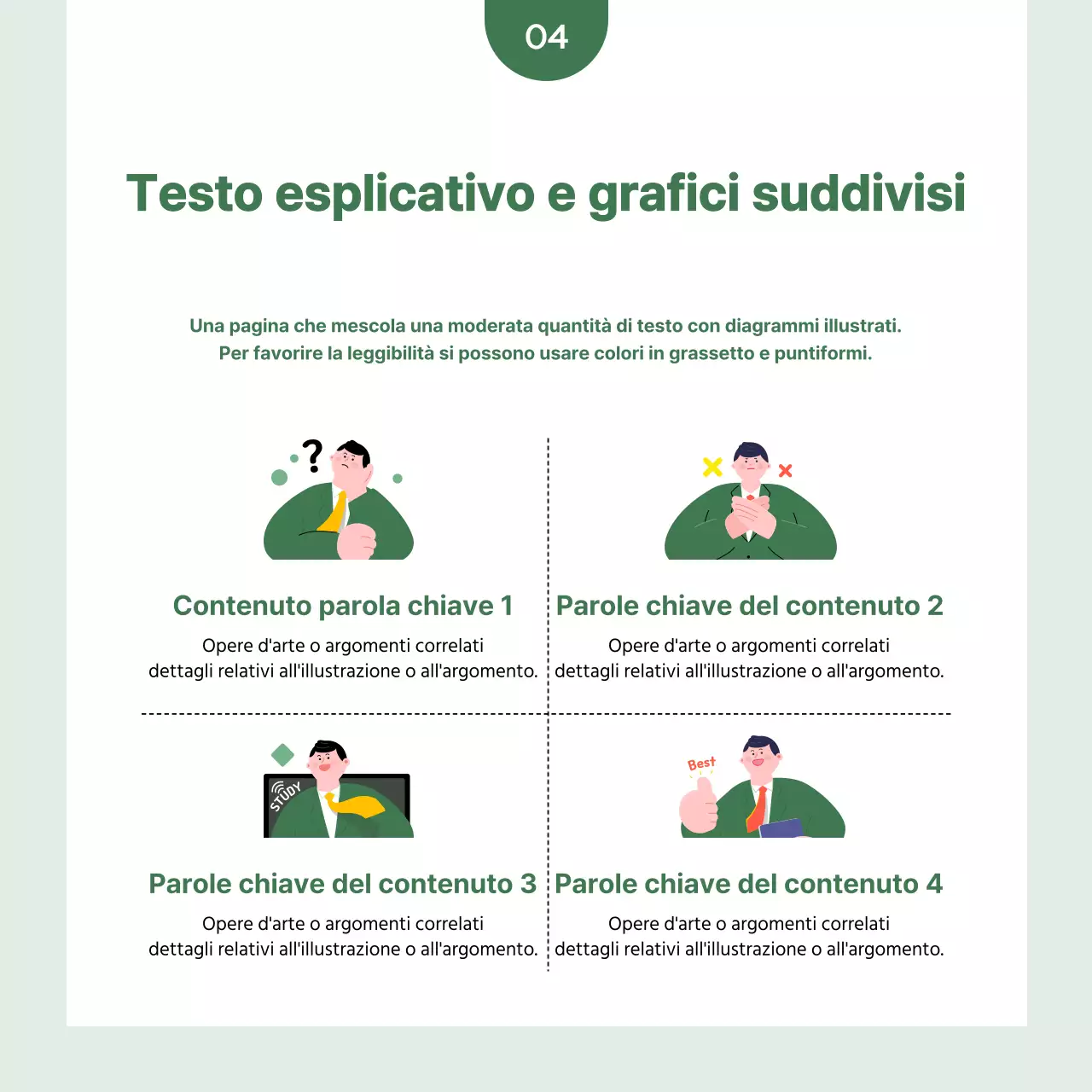 Un semplice messaggio commerciale in verde e bianco