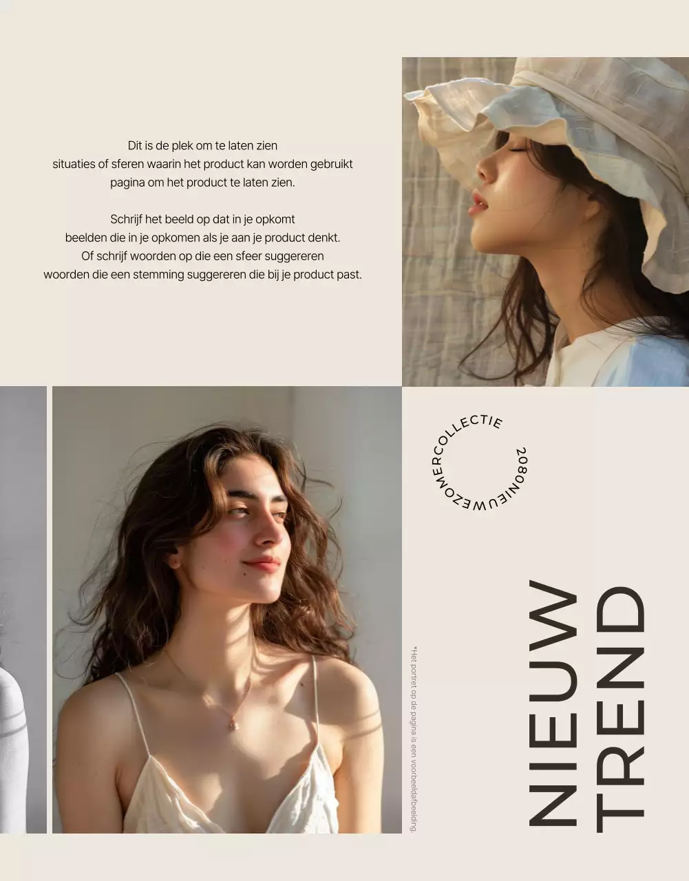 Eenvoudige mode-advertentie in beige