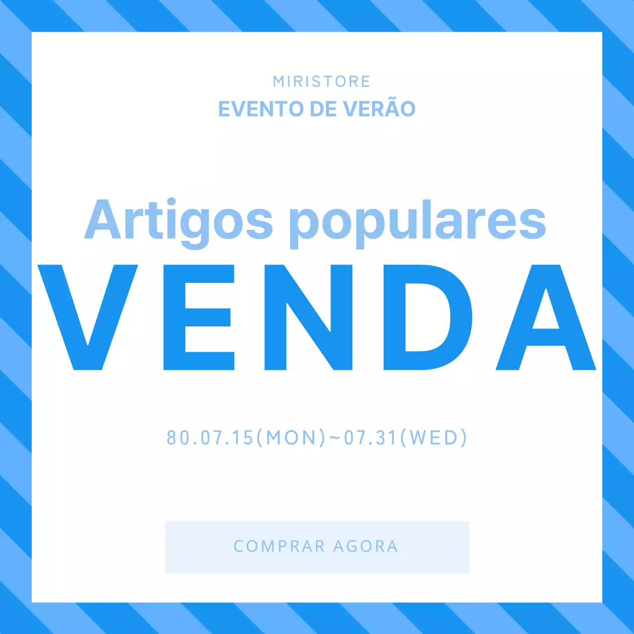 Publicidade de venda simples em azul e branco
