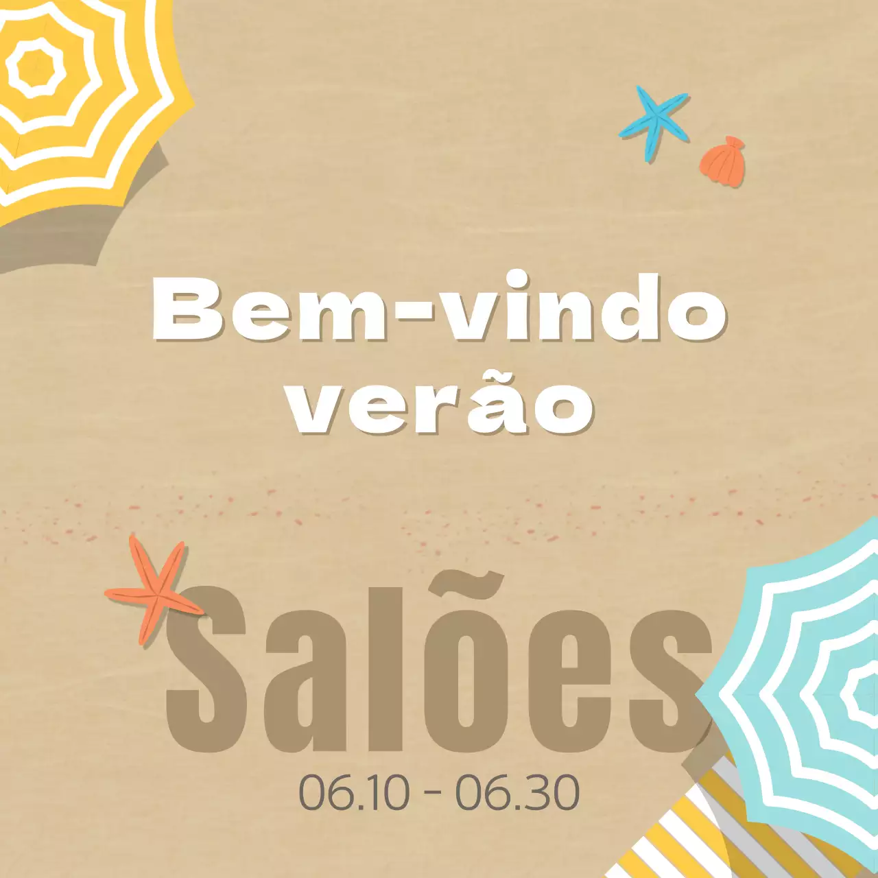 Um bonito post de saldos de verão em bege e branco