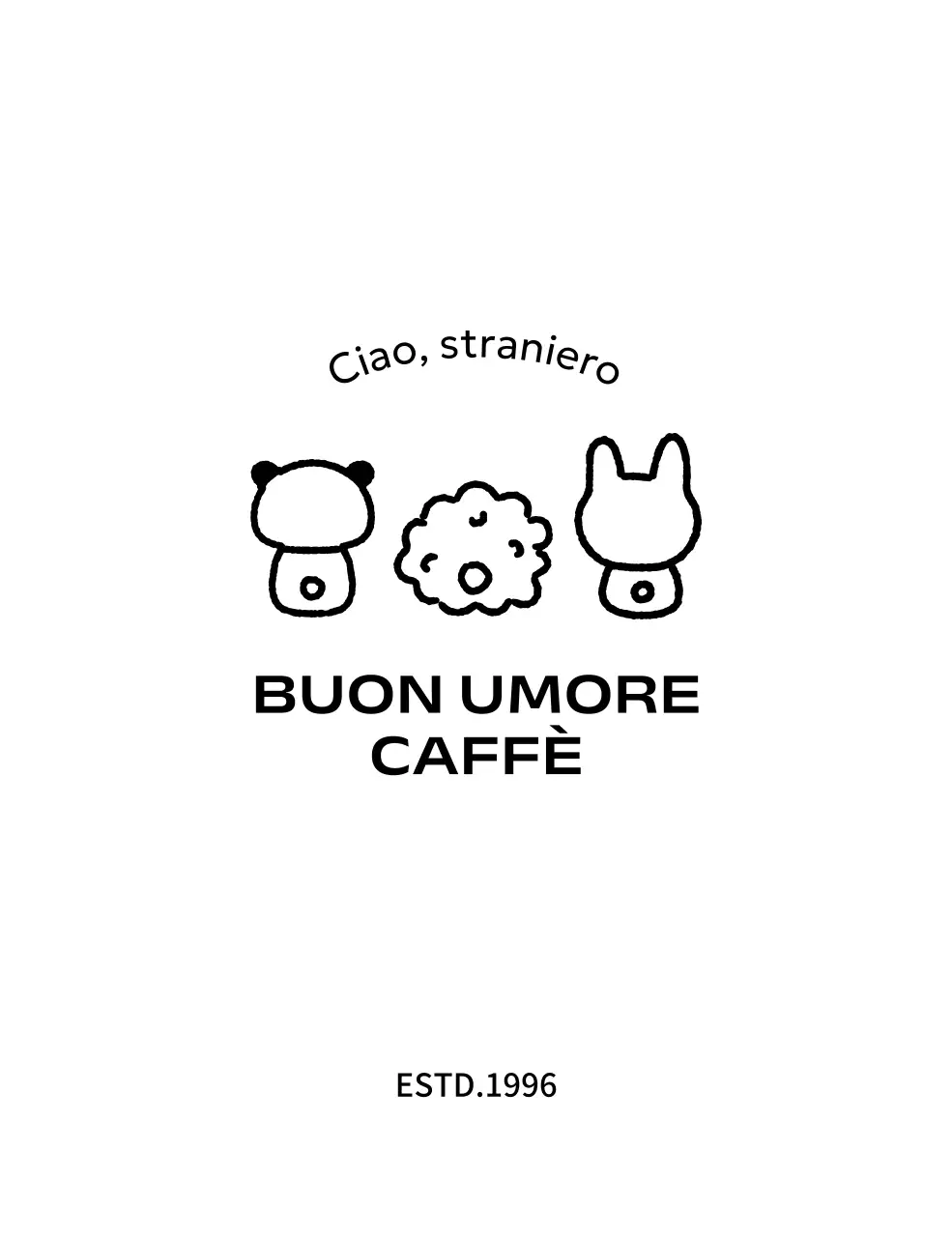 Simpatico merchandising da caffè con illustrazioni di animali da dietro