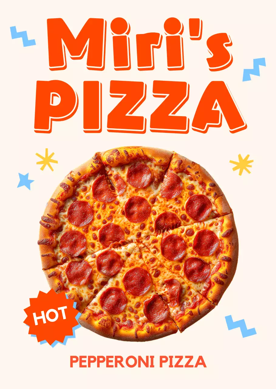 팝한 디자인의 피자 입체 포스터