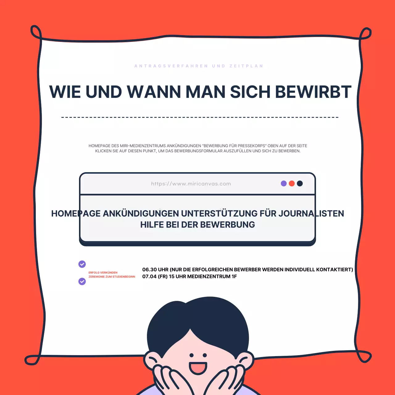 Förderung der Einstellung von trendigen studentischen Medienjournalisten in lila und rot