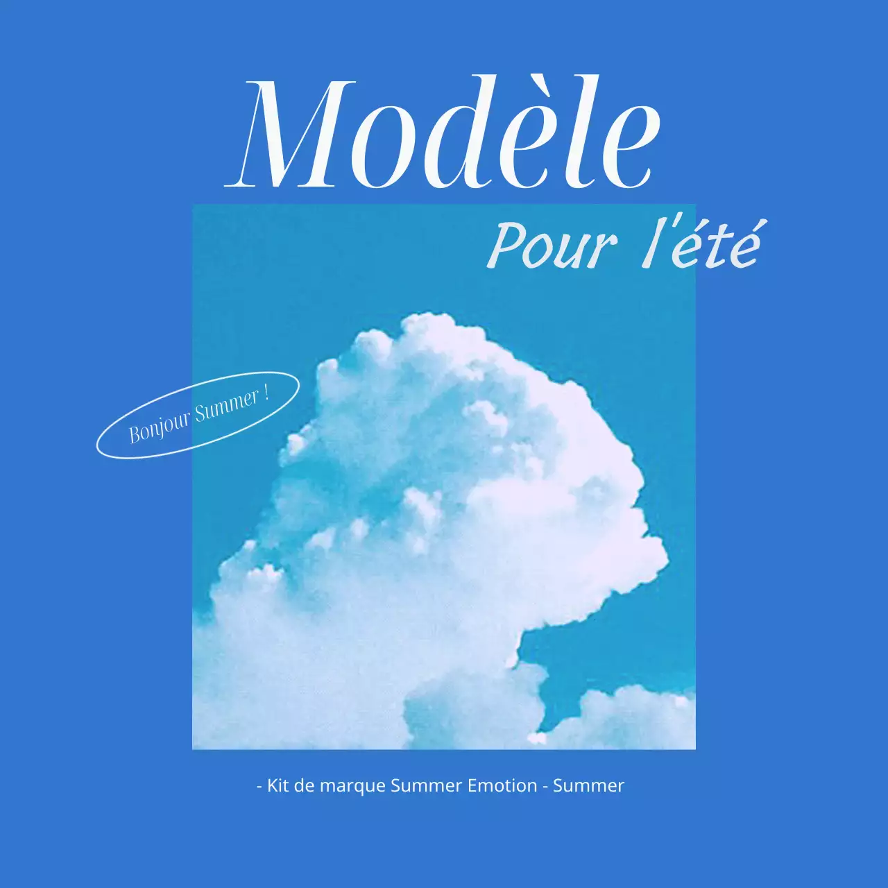 Annonce événementielle simple, d'inspiration estivale, en bleu clair et bleu