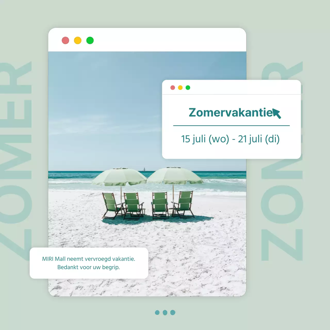 Een eenvoudige zomervakantieaankondiging van Lotus en Mint