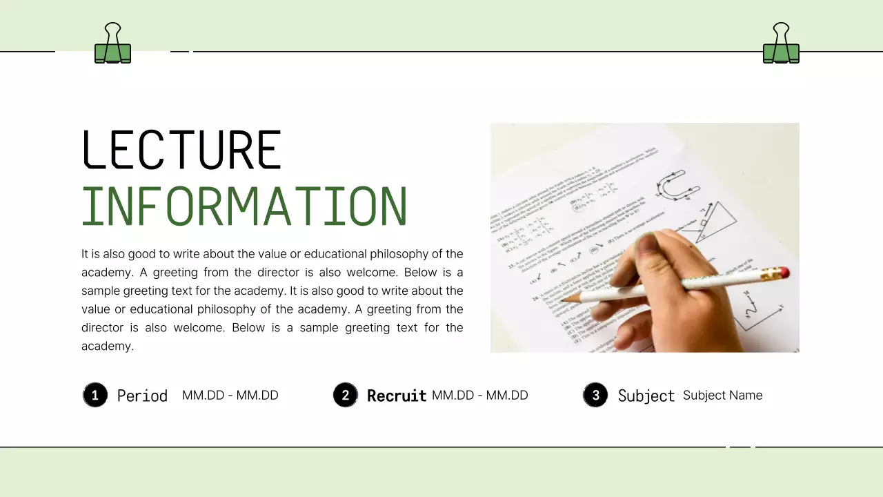 Green Simple Orientation Announcement Presentation