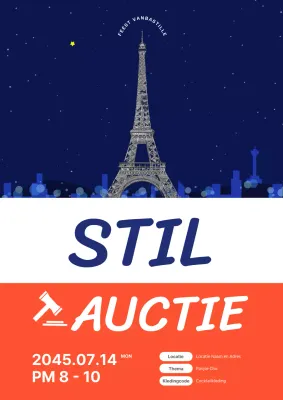 Aankondiging jubileumveiling blauwe en rode eenvoudige revolutie