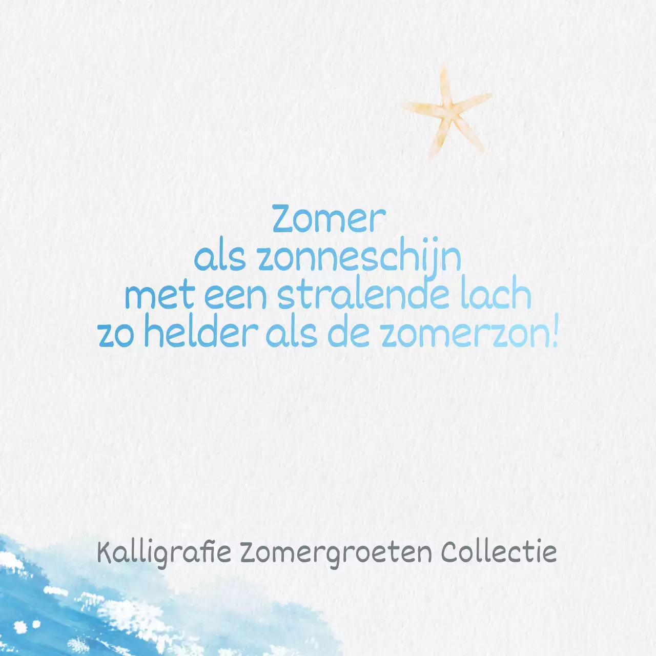 Eenvoudige kalligrafie zomergroeten collectie in lichtblauw en blauw