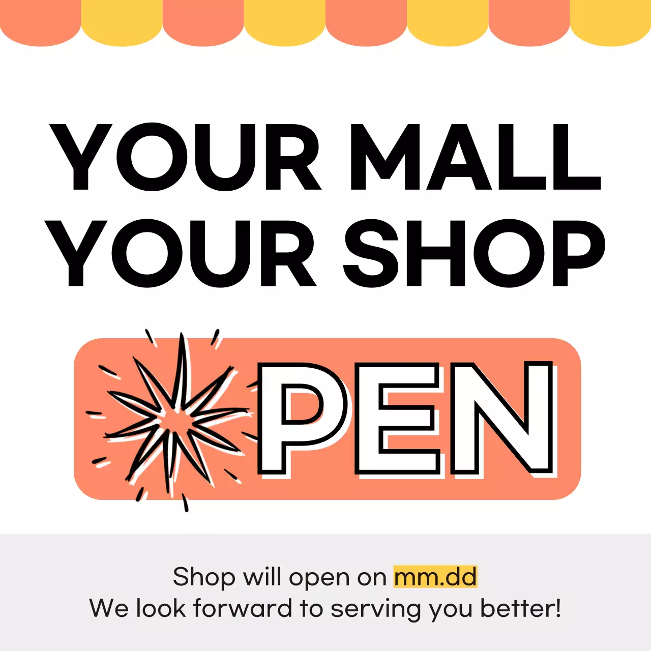 Coral Modern Shop Announcement Social Media Post