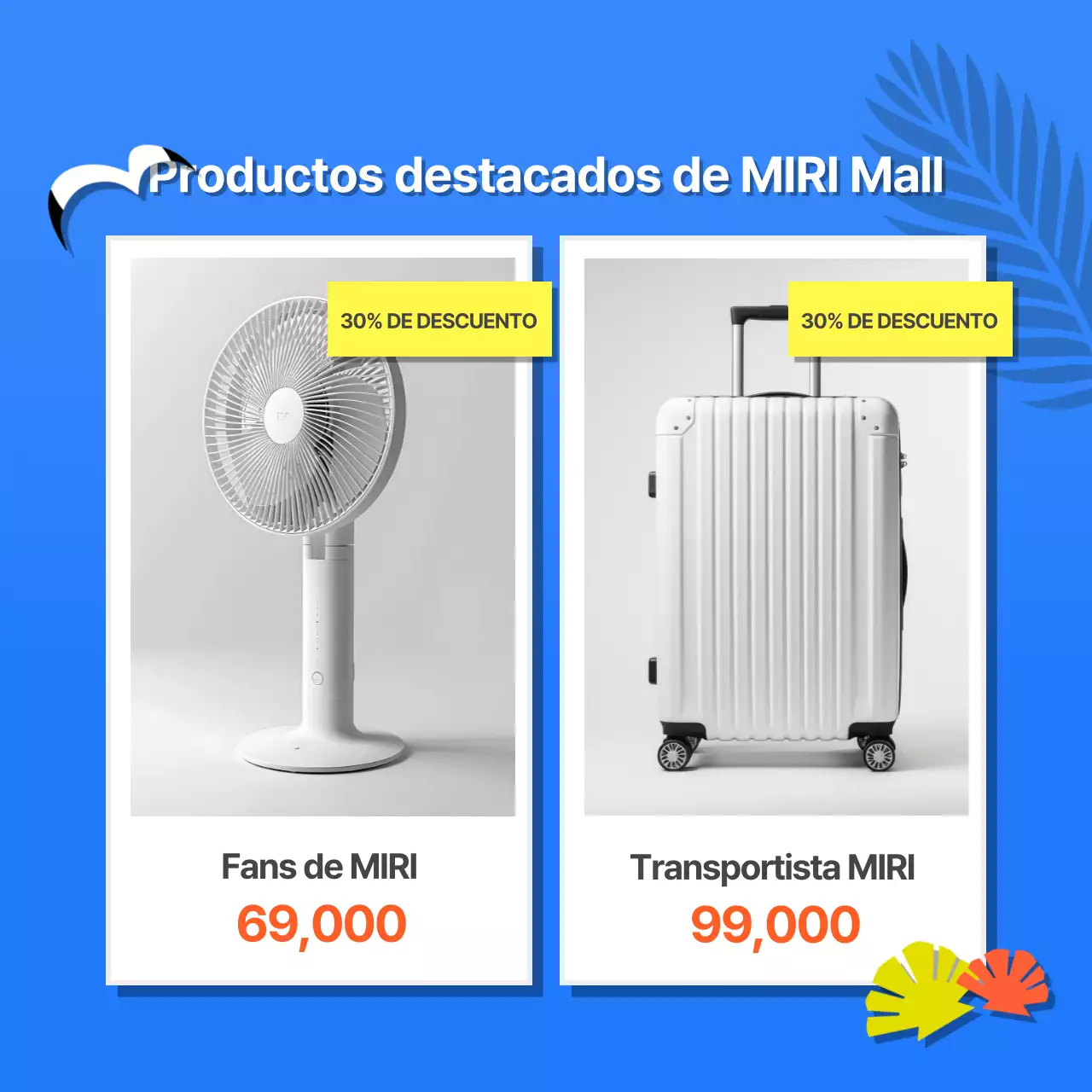 Promueva un acontecimiento veraniego tropical en azules y amarillos