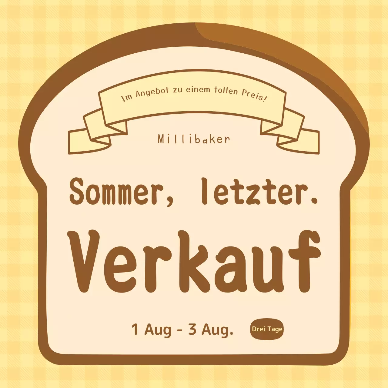 Es ist ein schöner gelb-brauner Bäckereiverkauf.
