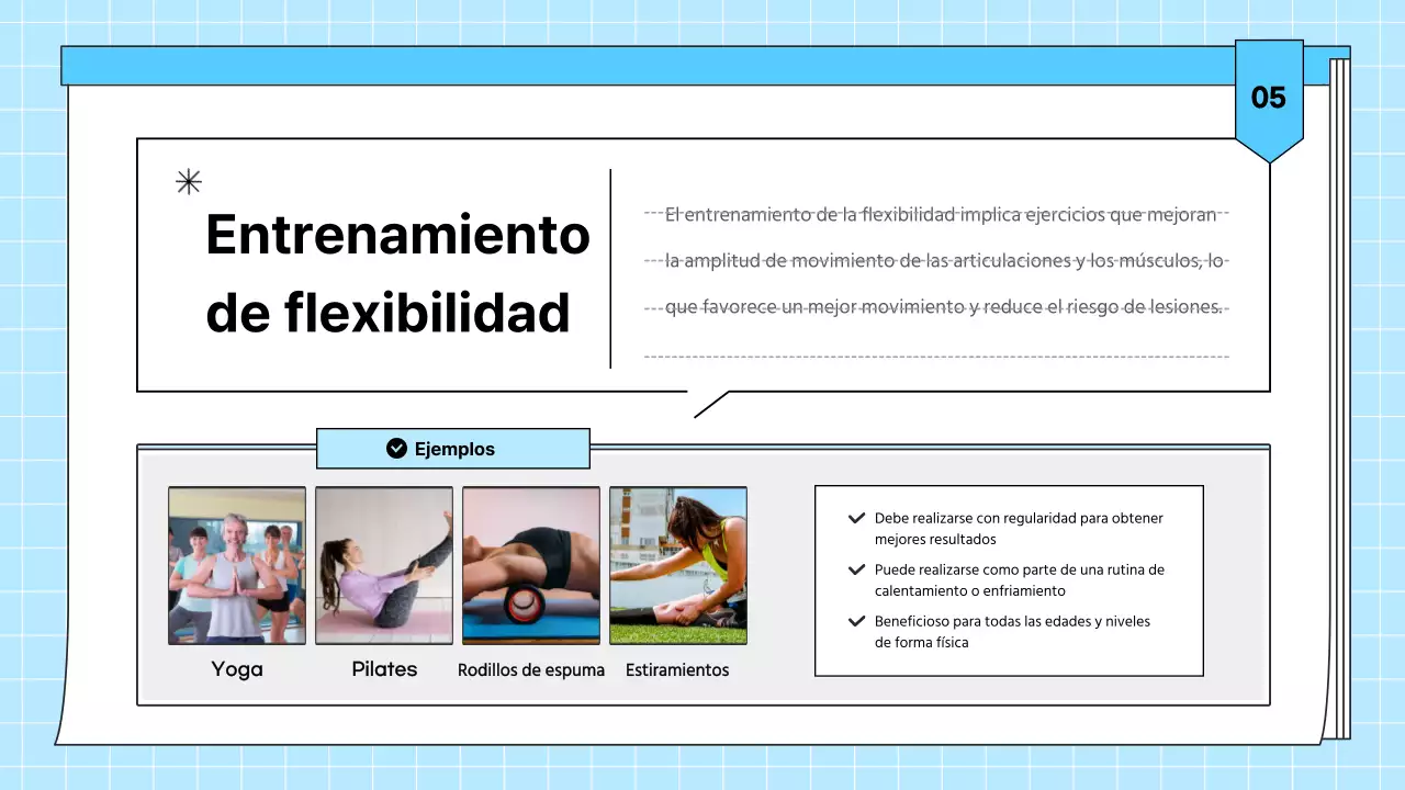 Material didáctico de salud para ejercicios sencillos de color azul claro