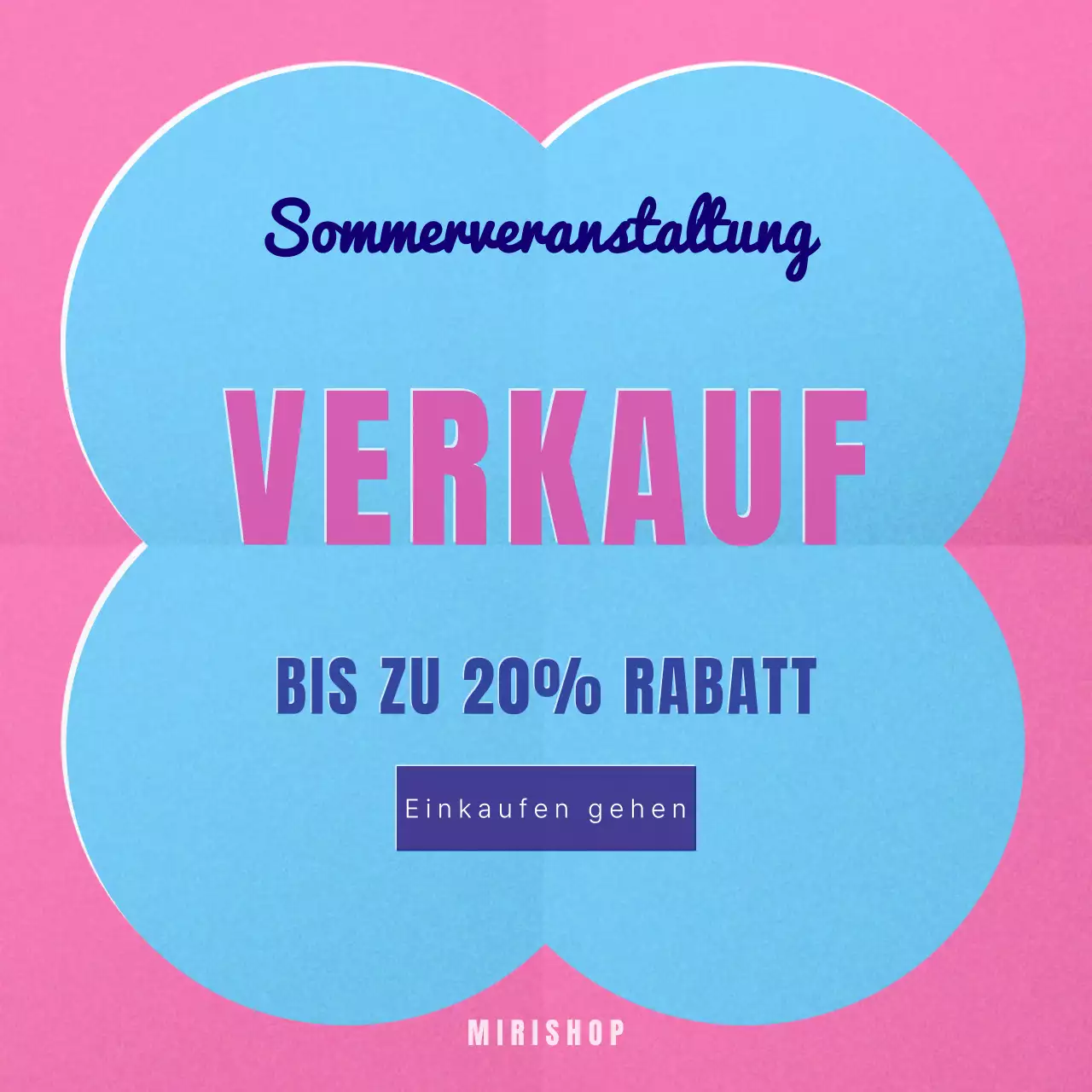Retro-inspirierte Sommer-Event-Anzeige in Pink und Hellblau