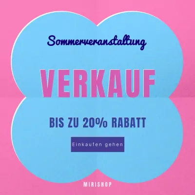 Retro-inspirierte Sommer-Event-Anzeige in Pink und Hellblau