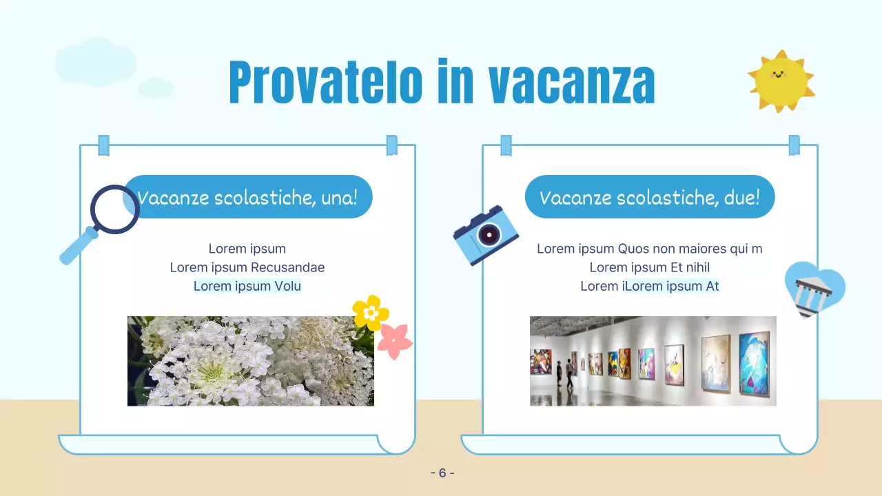 Una bella presentazione per le vacanze estive in blu e beige