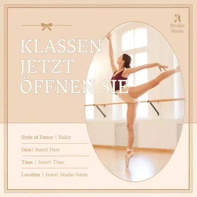 Förderung einer beigefarbenen modernen Ballettschule