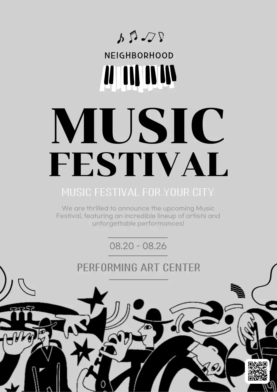 Grey Artistic Music Festival Announcement Poster