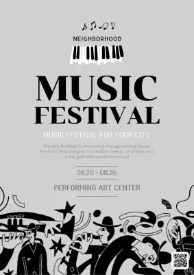Grey Artistic Music Festival Announcement Poster