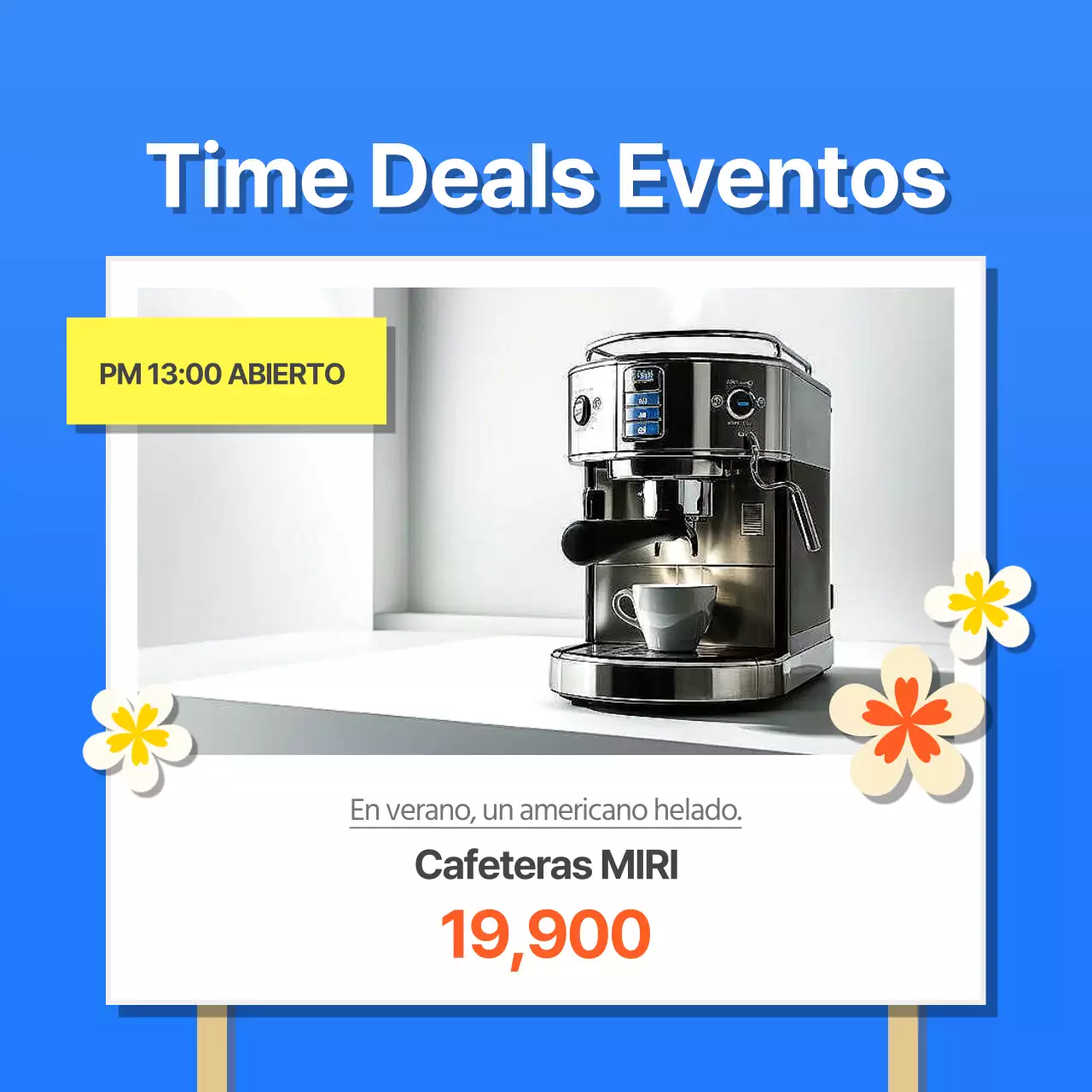 Promueva un acontecimiento veraniego tropical en azules y amarillos