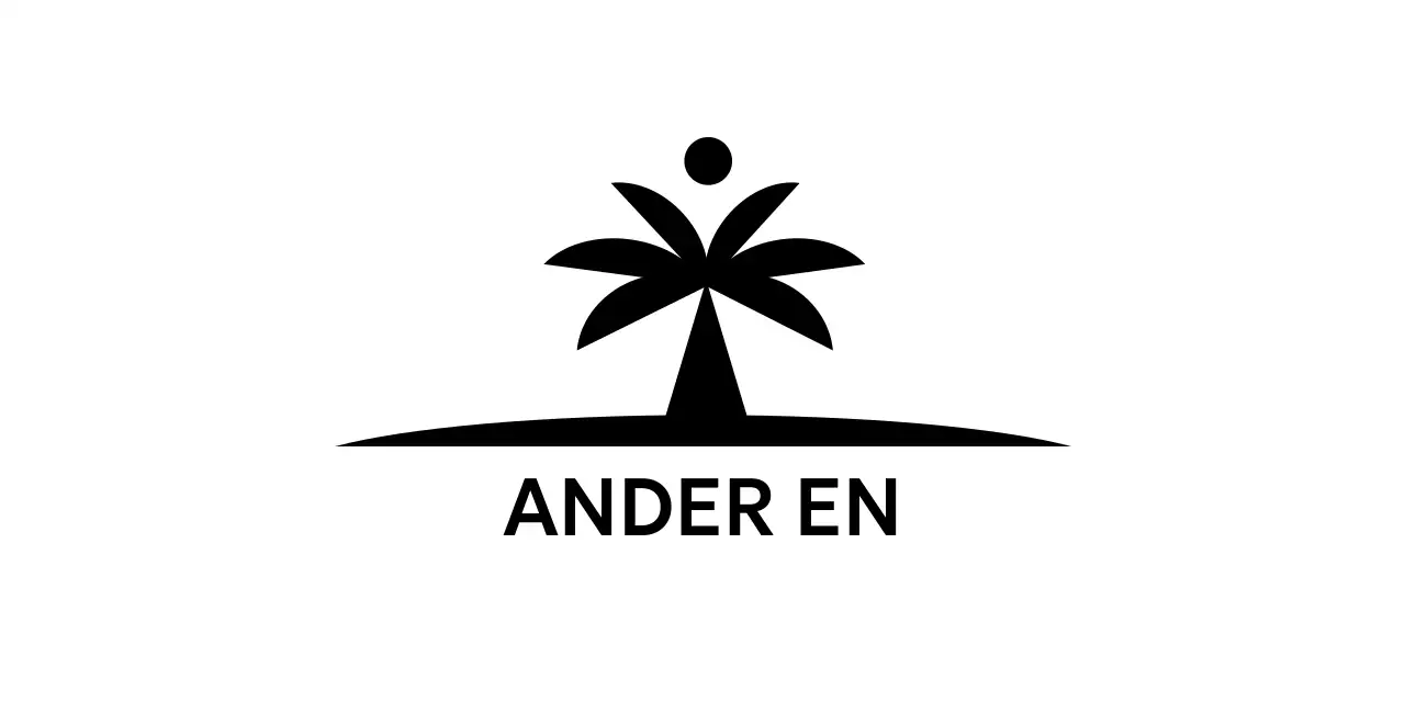 Briefpapier ontwerp met een eiland met palmbomen