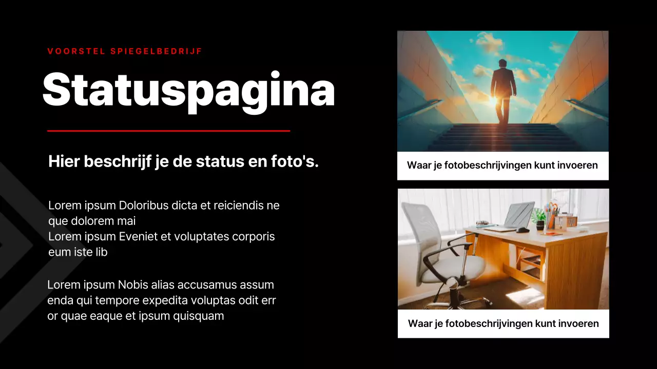 Eenvoudige bedrijfspresentatie in rood en zwart