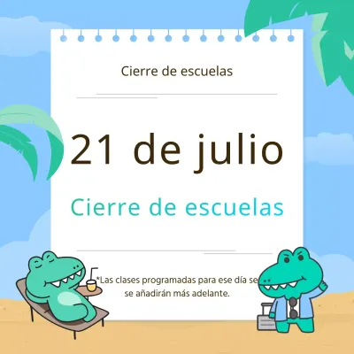 Kitschy anuncio de cierre de vacaciones de verano en chartreuse y azul claro