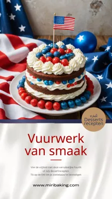 Een modern 4 juli dessertrecept in rood en blauw
