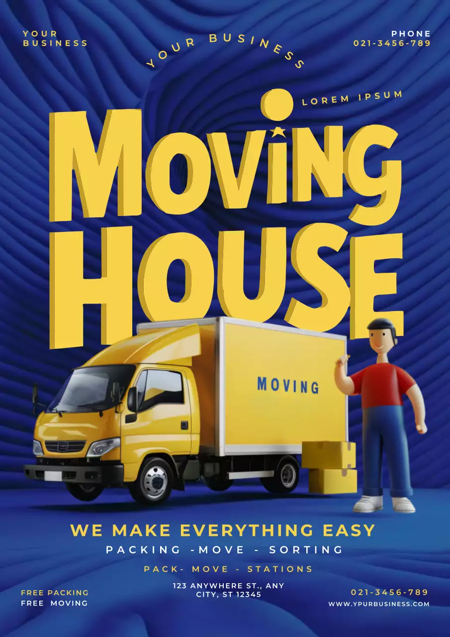 Yellow Modern Moving Promotion Poster