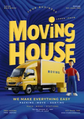 Yellow Modern Moving Promotion Poster