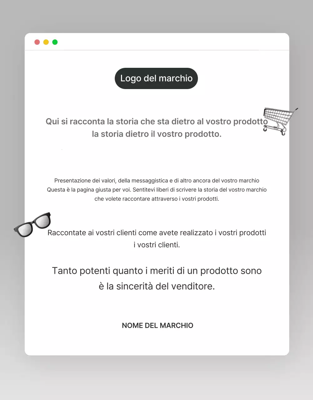 Promuovete la vostra pagina introduttiva in un centro commerciale di moda di tendenza nei colori grigio e azzurro