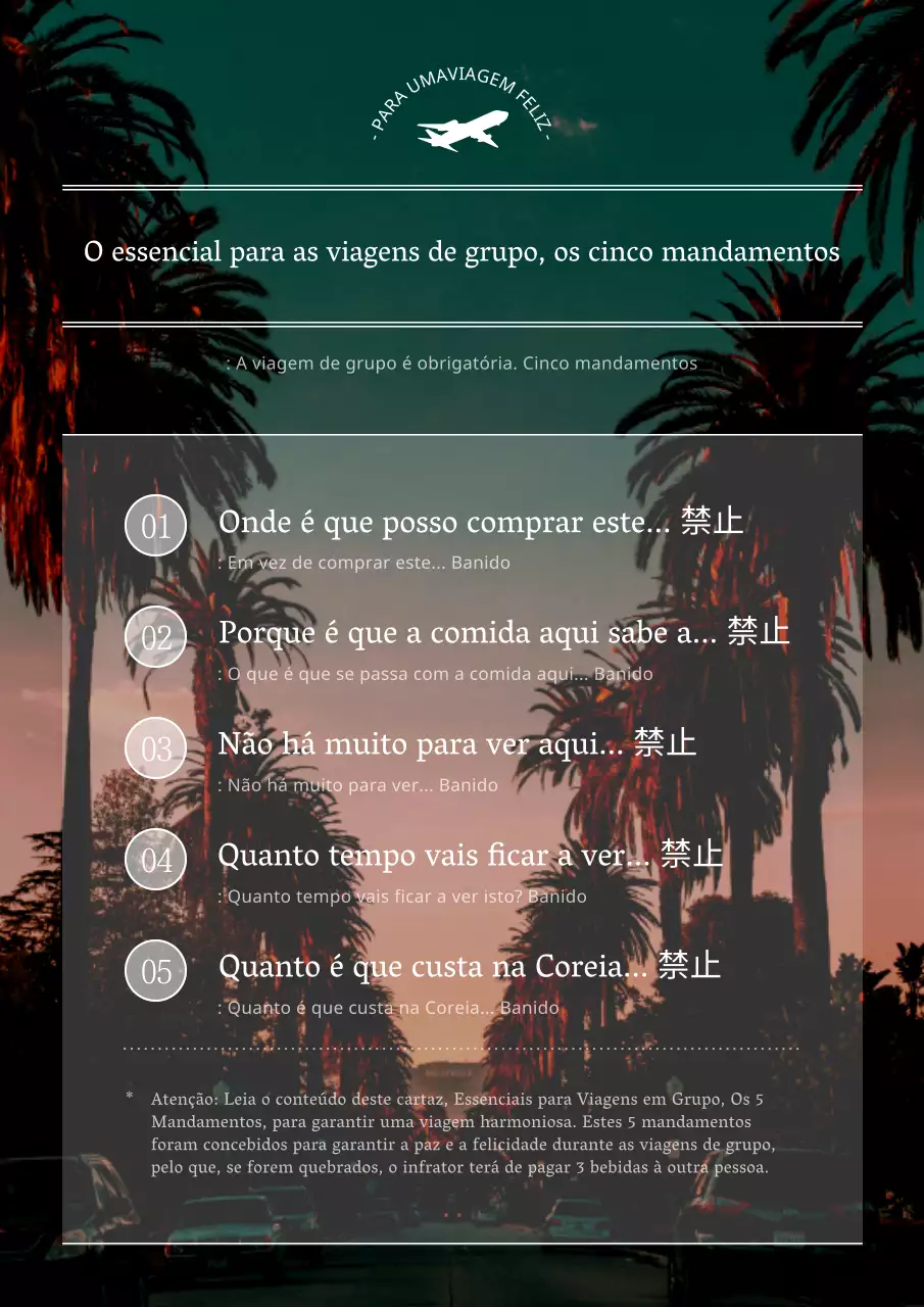 Um guia para os cinco mandamentos das viagens de grupo clássicas em verde e branco