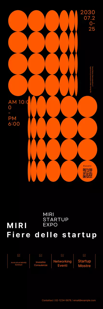 Striscione fieristico per startup con grafica di forme al neon