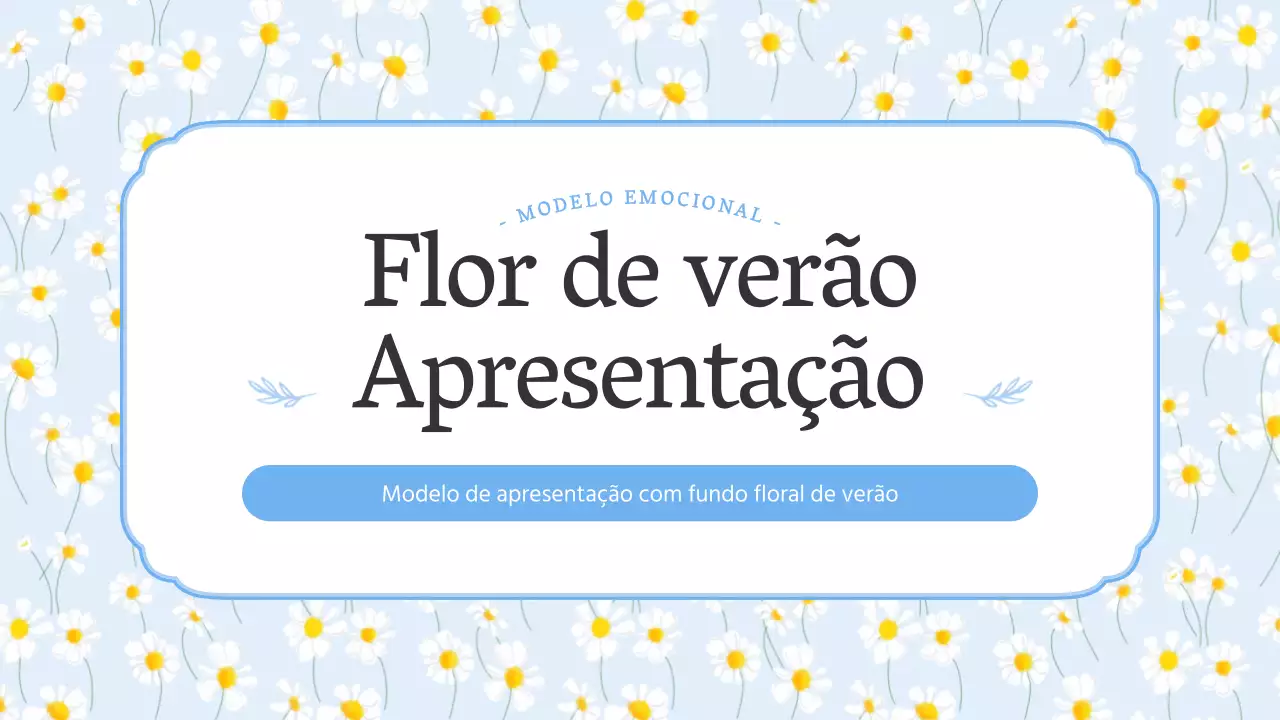 Flores simples de verão com apresentação em azul claro e amarelo