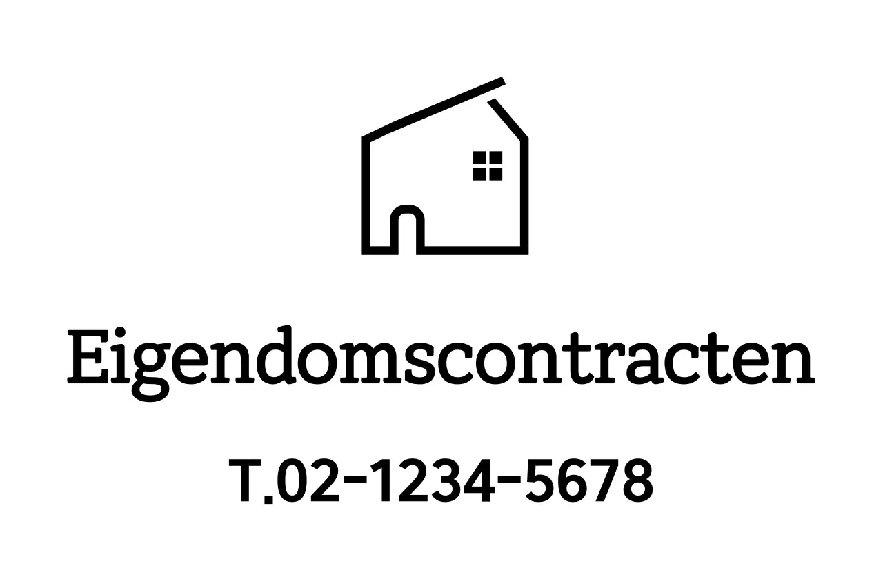 Vastgoedcontractlogo met lijnillustratie in de vorm van een huis