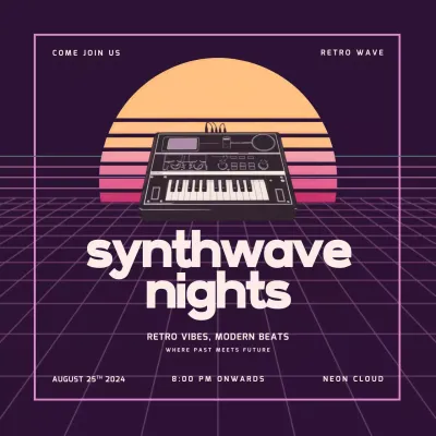 Purple Retro Music Event Social Media Post